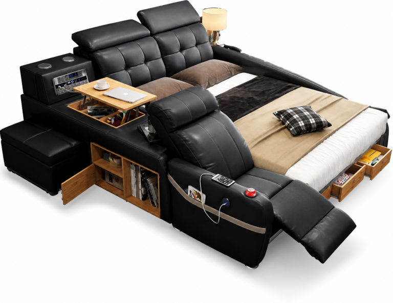 CAMA KING SIZE PREMIUM COM MASSAGEM, ARRUMAÇÃO E ILUMINAÇÃO LED - CONFORTO E LUXO PARA O SEU QUARTO [SÓ HOJE]